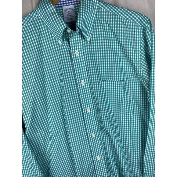 Brooks Brothers Regent Cotton L/S Casual Dress Shirt Mens sz Medium Green Check - Picture 1 of 10